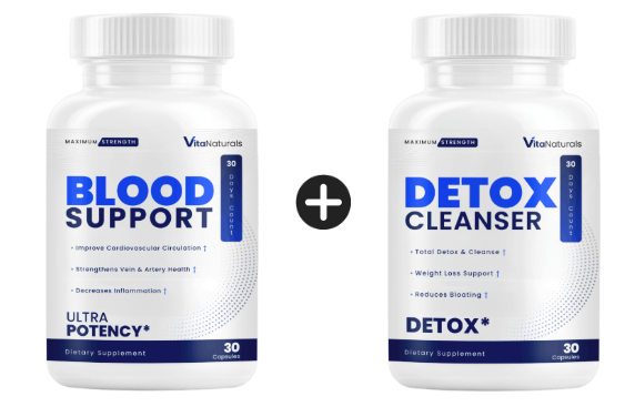 2-bottle Vita Naturals package showing Blood Support and Detox Cleanser